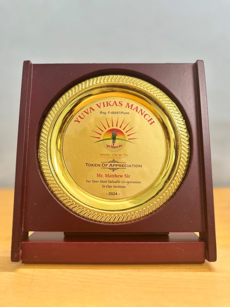 Yuva Vikas Manch- Token of Appreciation to Mr Matthew Mattam